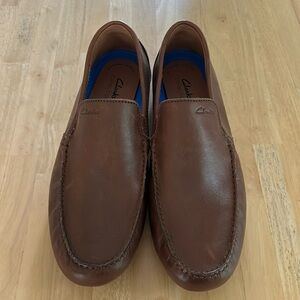 Clarks Markman Plain Loafer Dark Tan Leather - Size 11M (US)